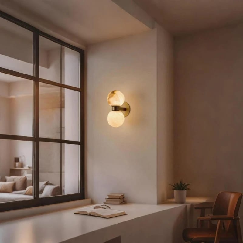 Lush Globe Alabaster Wall Lamp