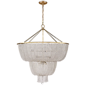 Malthe – Double Height Pendant Lamp with Gold Finish and Glass, 12 lights