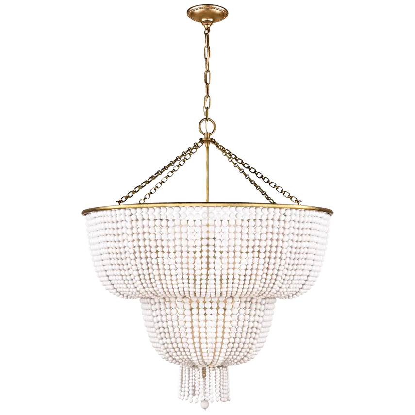 Malthe – Double Height Pendant Lamp with Gold Finish and Glass, 12 lights