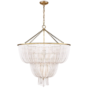 Malthe – Double Height Pendant Lamp with Gold Finish and Glass, 12 lights
