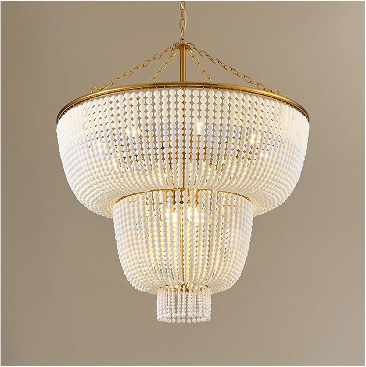 Malthe – Double Height Pendant Lamp with Gold Finish and Glass, 12 lights