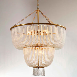Malthe – Double Height Pendant Lamp with Gold Finish and Glass, 12 lights