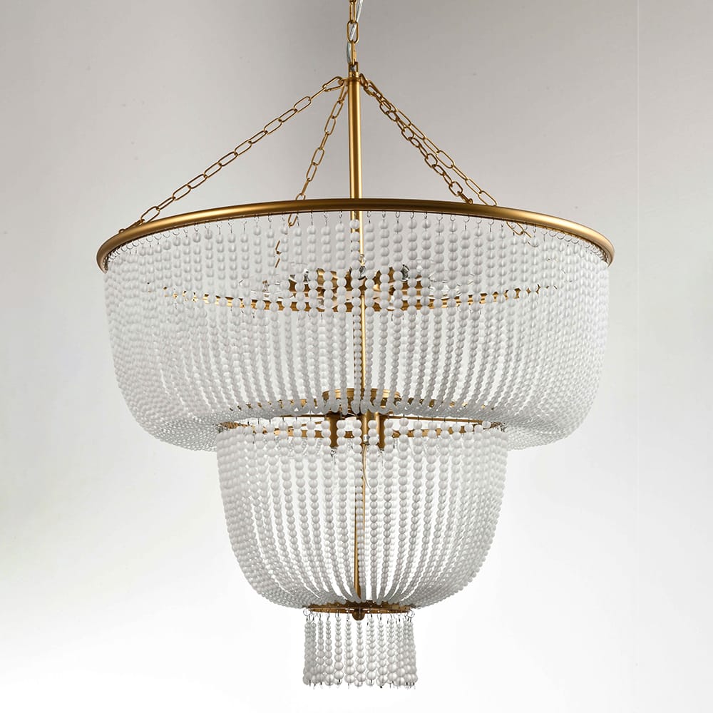 Malthe – Double Height Pendant Lamp with Gold Finish and Glass, 12 lights