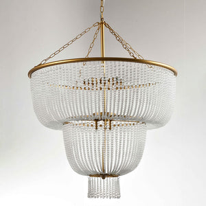 Malthe – Double Height Pendant Lamp with Gold Finish and Glass, 12 lights