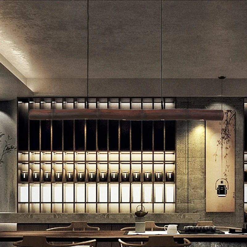 Mey - Rustic Linear Style Pendant Lamp Made of Natural Bamboo