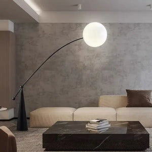 Minimalist Globe Zenith Floor Lamp– E27 Base, Polished Stainless Steel