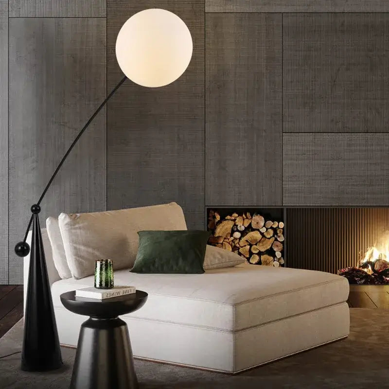 Minimalist Globe Zenith Floor Lamp– E27 Base, Polished Stainless Steel