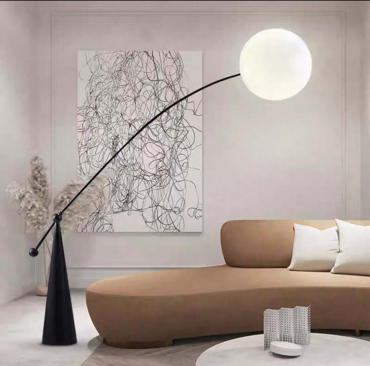 Minimalist Globe Zenith Floor Lamp– E27 Base, Polished Stainless Steel