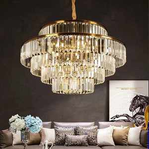 Modern Crystal Chandelier Round Pendant Light – Elegant Ceiling Lamp for Bedroom & Villa Decor