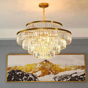 Modern Crystal Chandelier Round Pendant Light – Elegant Ceiling Lamp for Bedroom & Villa Decor