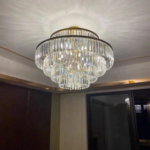 Modern Crystal Chandelier Round Pendant Light – Elegant Ceiling Lamp for Bedroom & Villa Decor