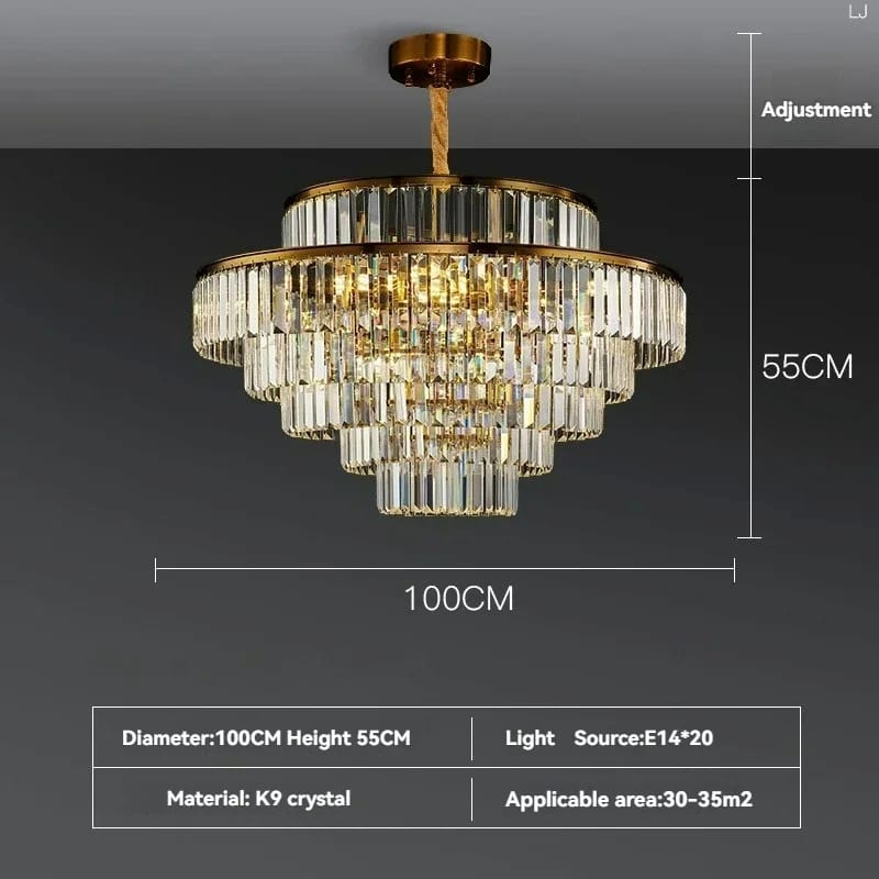 Modern Crystal Chandelier Round Pendant Light – Elegant Ceiling Lamp for Bedroom & Villa Decor