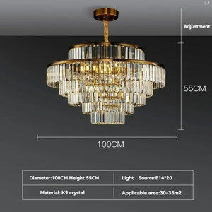 Modern Crystal Chandelier Round Pendant Light – Elegant Ceiling Lamp for Bedroom & Villa Decor