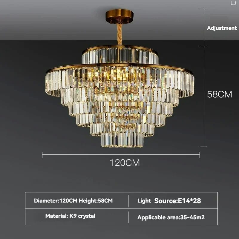 Modern Crystal Chandelier Round Pendant Light – Elegant Ceiling Lamp for Bedroom & Villa Decor