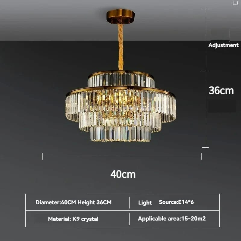Modern Crystal Chandelier Round Pendant Light – Elegant Ceiling Lamp for Bedroom & Villa Decor