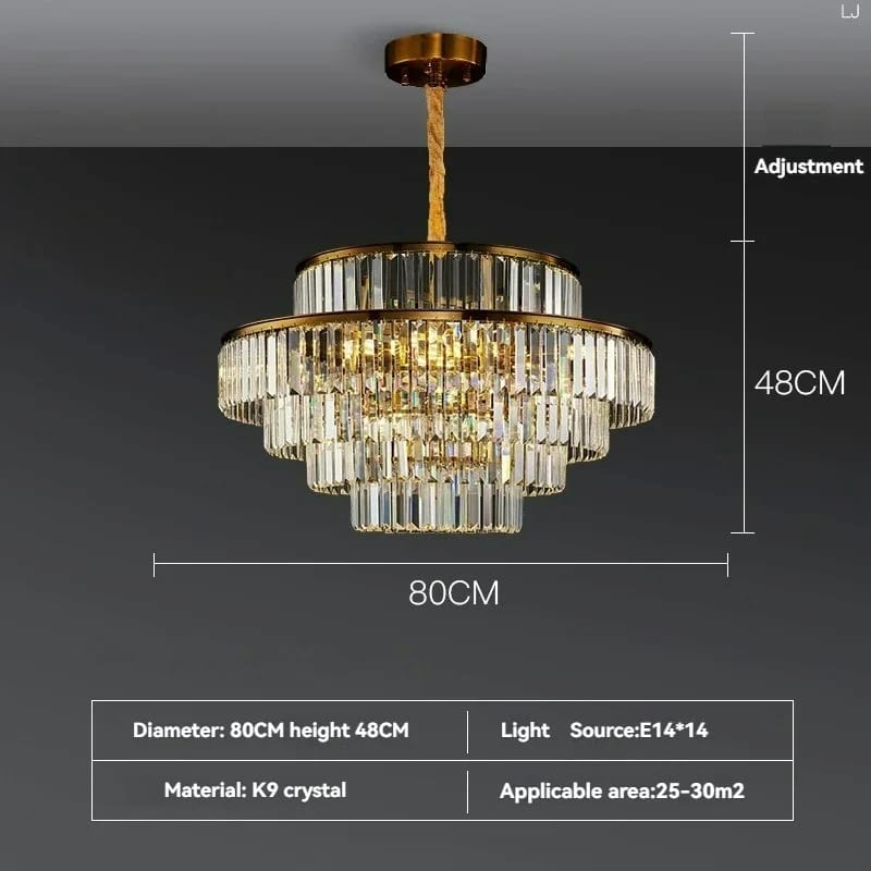 Modern Crystal Chandelier Round Pendant Light – Elegant Ceiling Lamp for Bedroom & Villa Decor