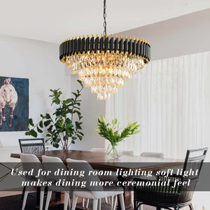 Modern Crystal Chandelier for Dining Room Black and Gold
