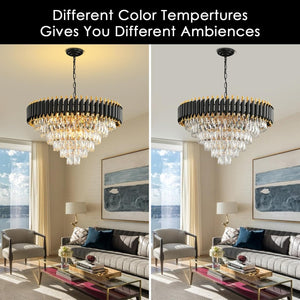 Modern Crystal Chandelier for Dining Room Black and Gold