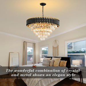 Modern Crystal Chandelier for Dining Room Black and Gold