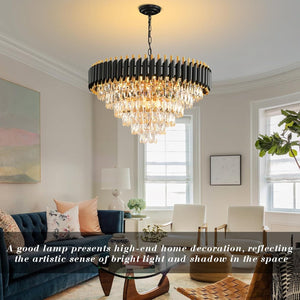 Modern Crystal Chandelier for Dining Room Black and Gold