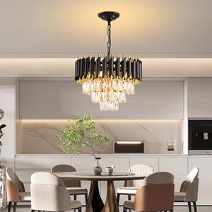 Modern Crystal Chandelier for Dining Room Black and Gold