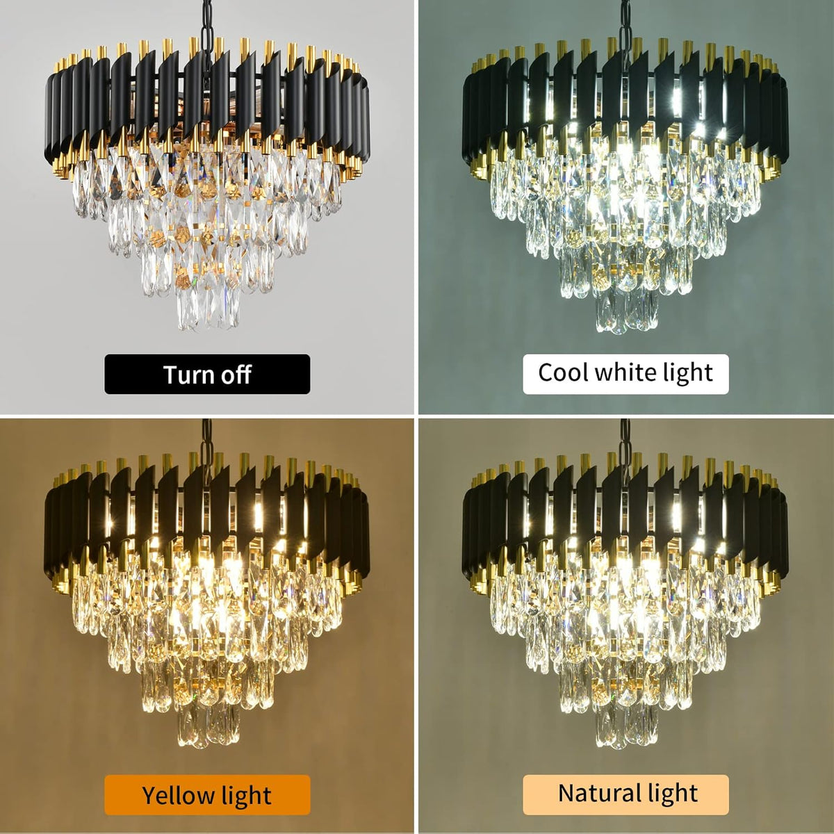 Modern Crystal Chandelier for Dining Room Black and Gold