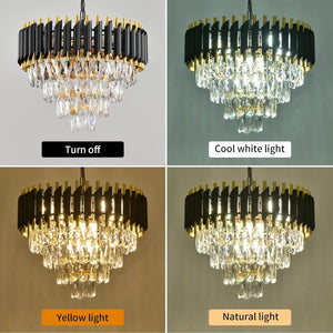 Modern Crystal Chandelier for Dining Room Black and Gold