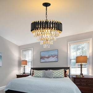 Modern Crystal Chandelier for Dining Room Black and Gold