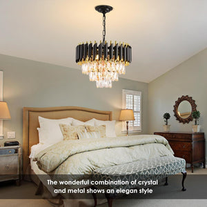 Modern Crystal Chandelier for Dining Room Black and Gold