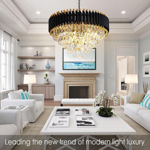 Modern Crystal Chandelier for Dining Room Black and Gold