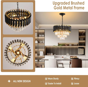 Modern Crystal Chandelier for Dining Room Black and Gold