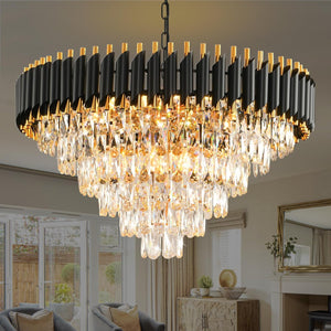 Modern Crystal Chandelier for Dining Room Black and Gold