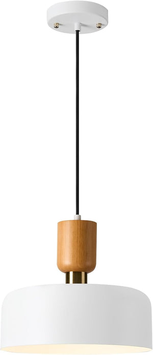 Modern Nordic Round Metal and Wood Pendant Lamp