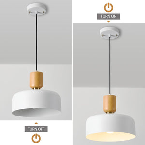 Modern Nordic Round Metal and Wood Pendant Lamp