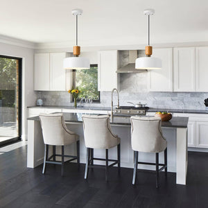 Modern Nordic Round Metal and Wood Pendant Lamp