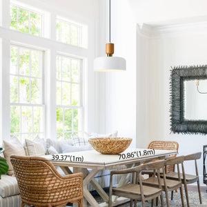 Modern Nordic Round Metal and Wood Pendant Lamp