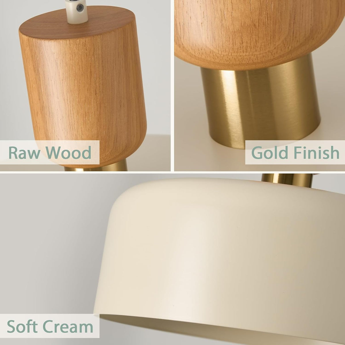 Modern Nordic Round Metal and Wood Pendant Lamp