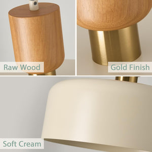 Modern Nordic Round Metal and Wood Pendant Lamp