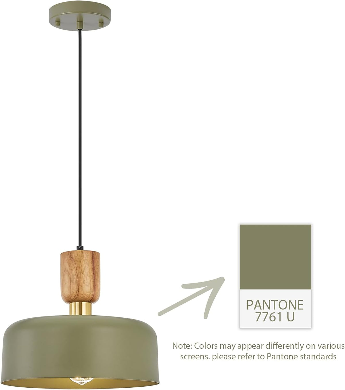 Modern Nordic Round Metal and Wood Pendant Lamp