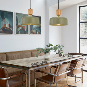 Modern Nordic Round Metal and Wood Pendant Lamp