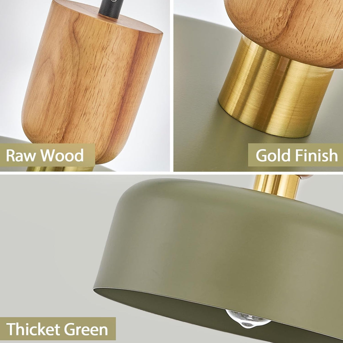 Modern Nordic Round Metal and Wood Pendant Lamp