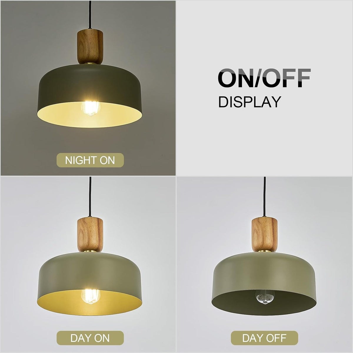 Modern Nordic Round Metal and Wood Pendant Lamp