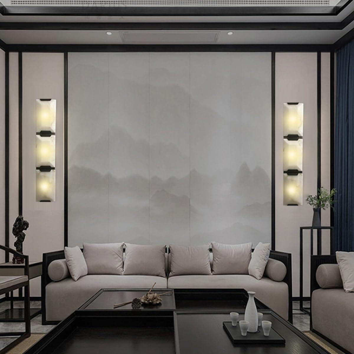 Nordic Style Stone Wall Lamp with Natural Marble Shade