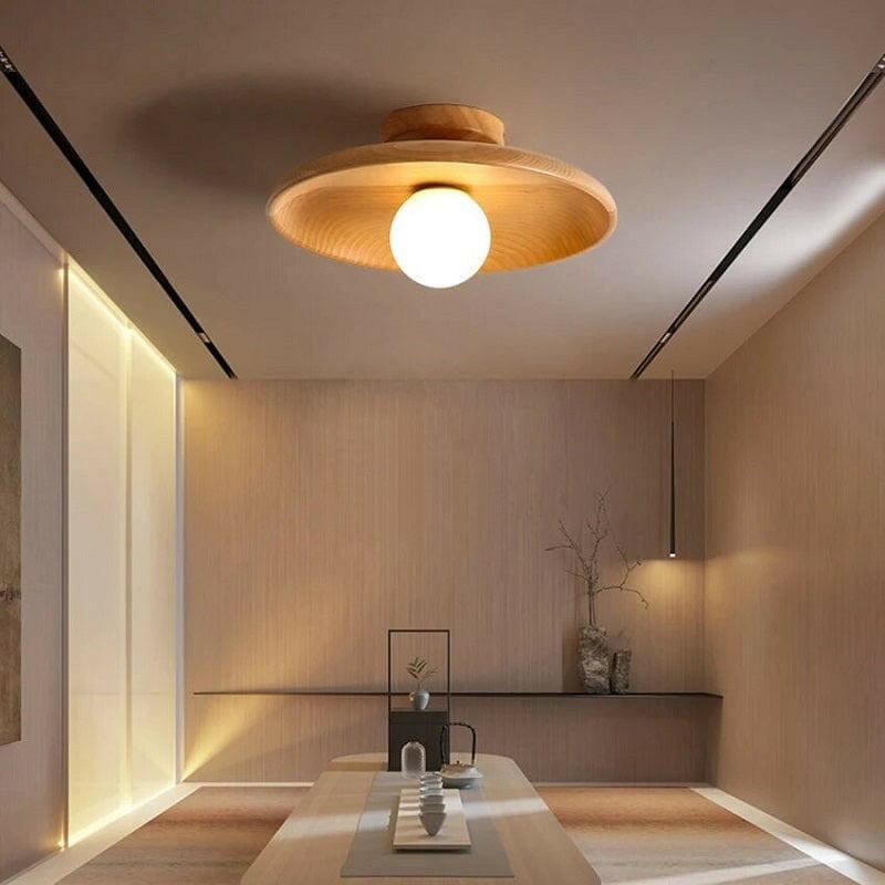 Olav - Wood-colored walnut Ceiling Lamp | bright&plus