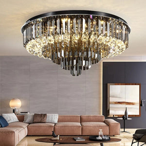 Oline - Ceiling Lamp Round Luxury Black Gold Silver Lighting Fixture