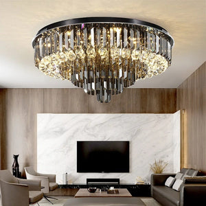 Oline - Ceiling Lamp Round Luxury Black Gold Silver Lighting Fixture