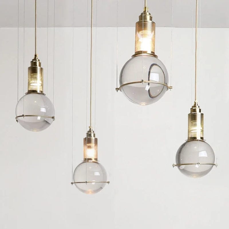 Opal Round Glass Sphere Midcentury Pendant Light