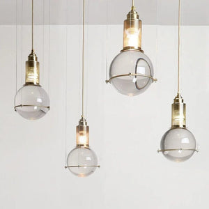Opal Round Glass Sphere Midcentury Pendant Light