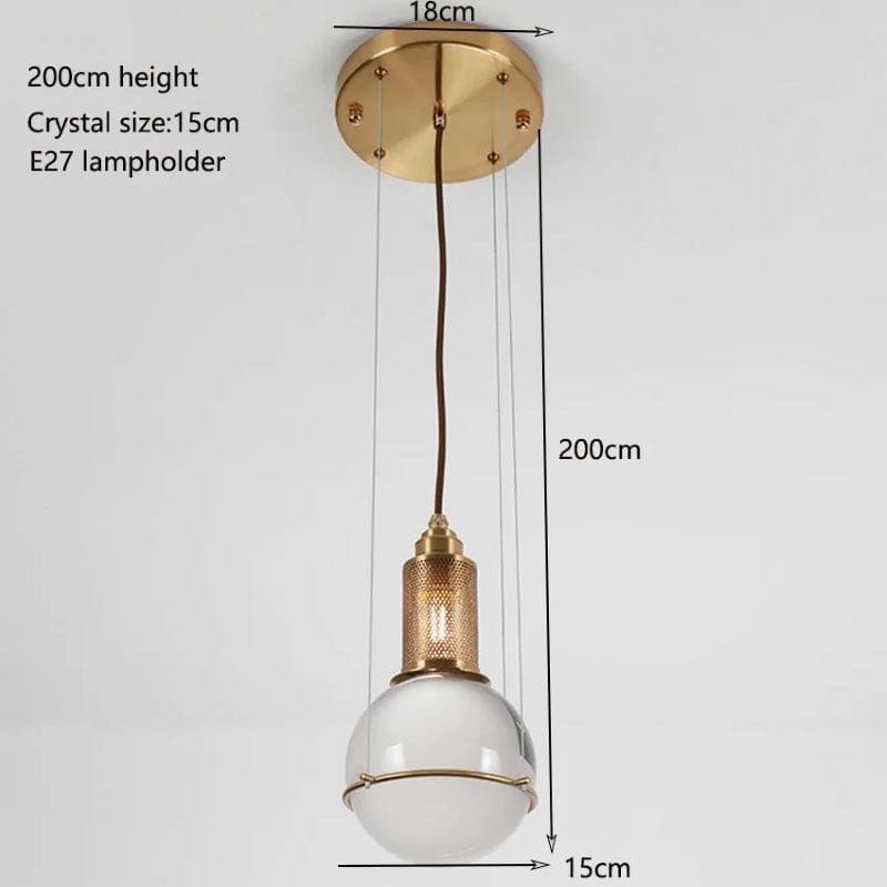 Opal Round Glass Sphere Midcentury Pendant Light