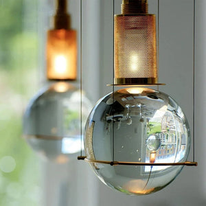 Opal Round Glass Sphere Midcentury Pendant Light